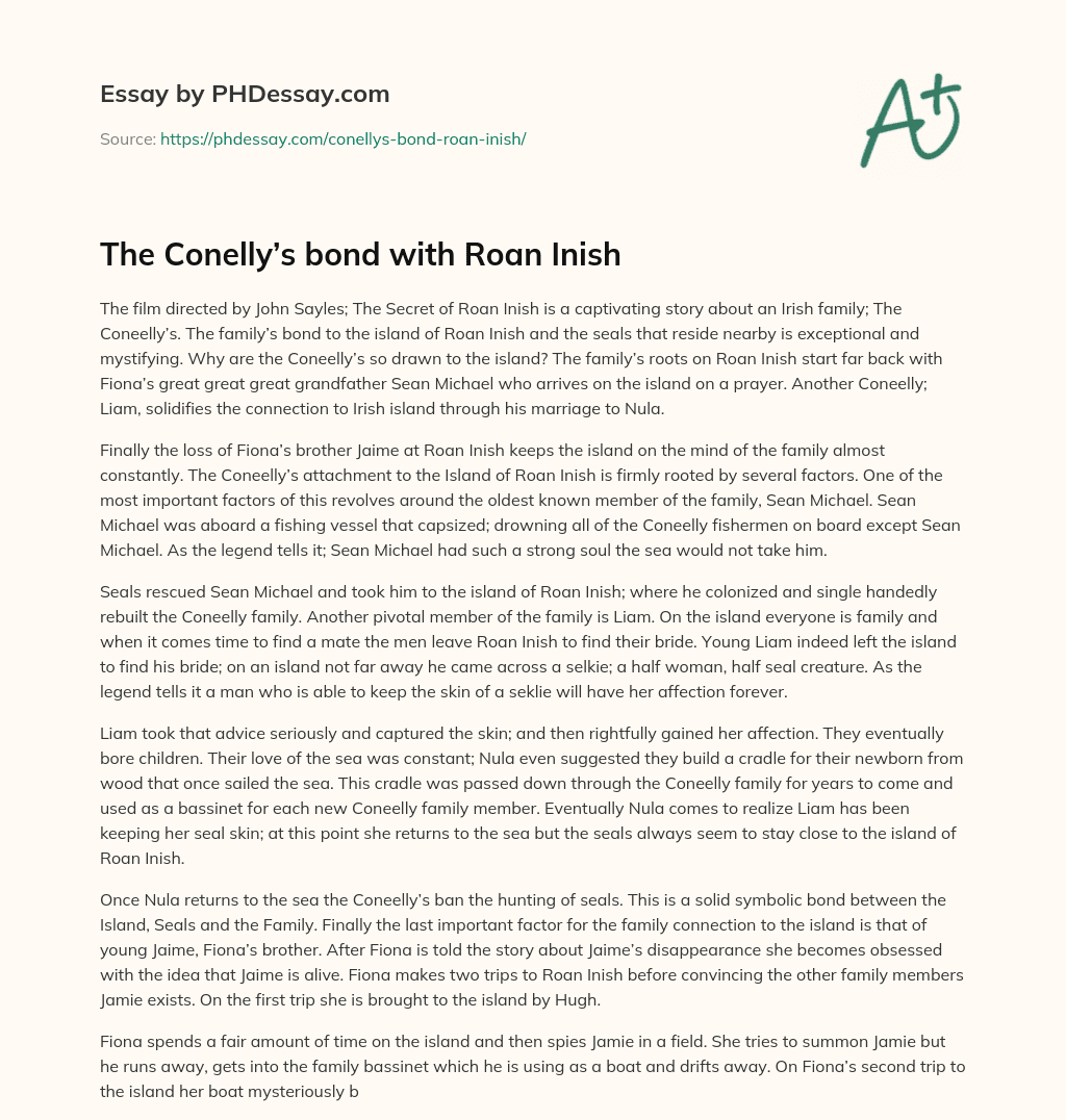 The Conelly’s bond with Roan Inish essay