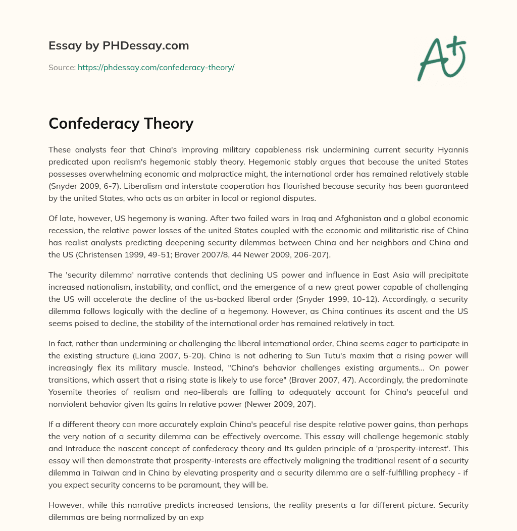 Confederacy Theory essay