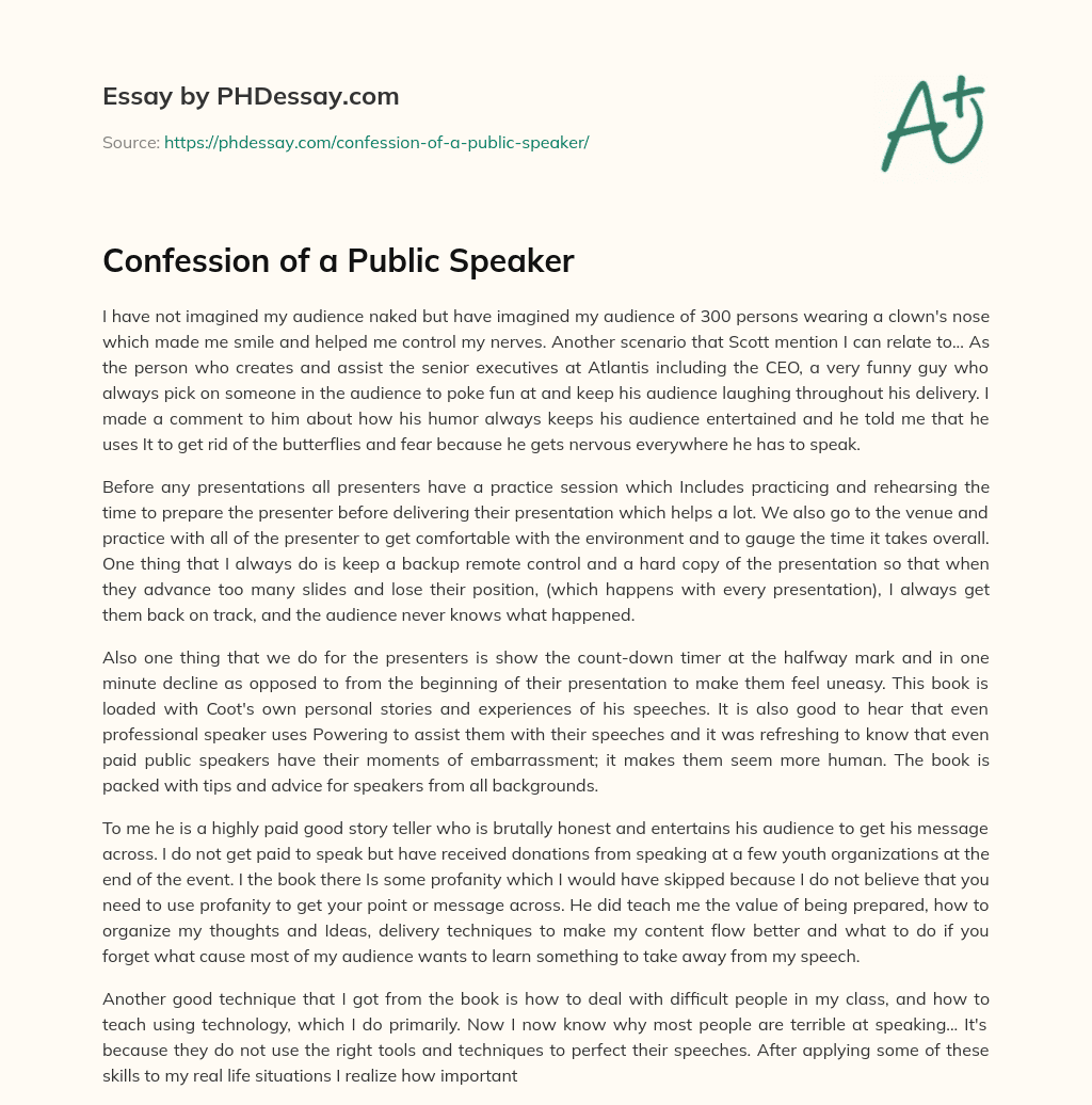 Confession of a Public Speaker essay