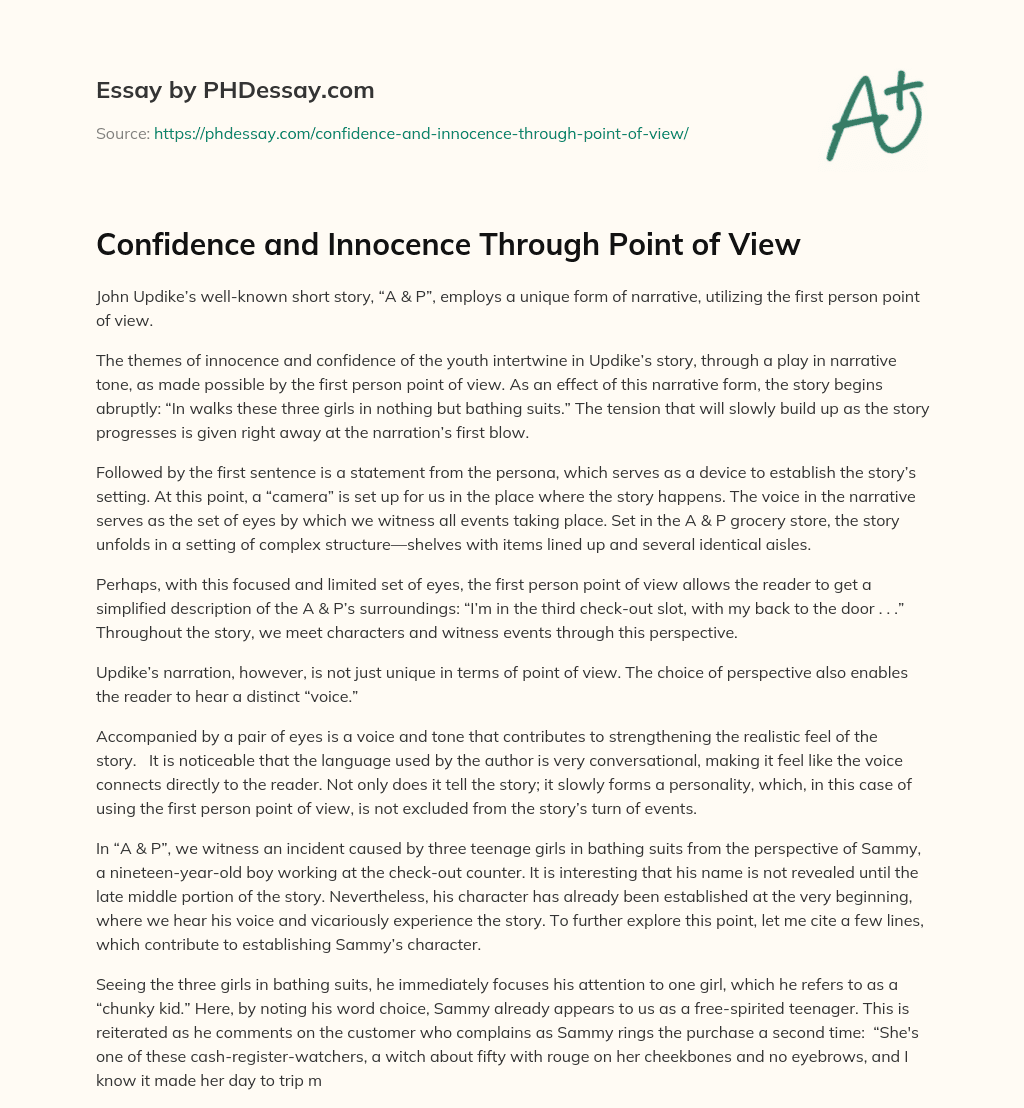 Confidence and Innocence Through Point of View essay