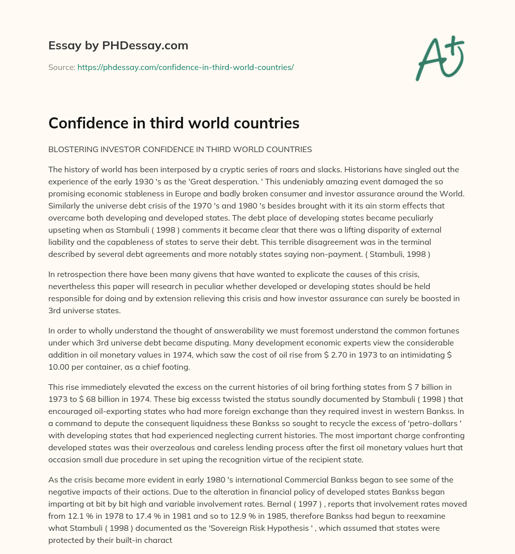 Confidence in third world countries essay