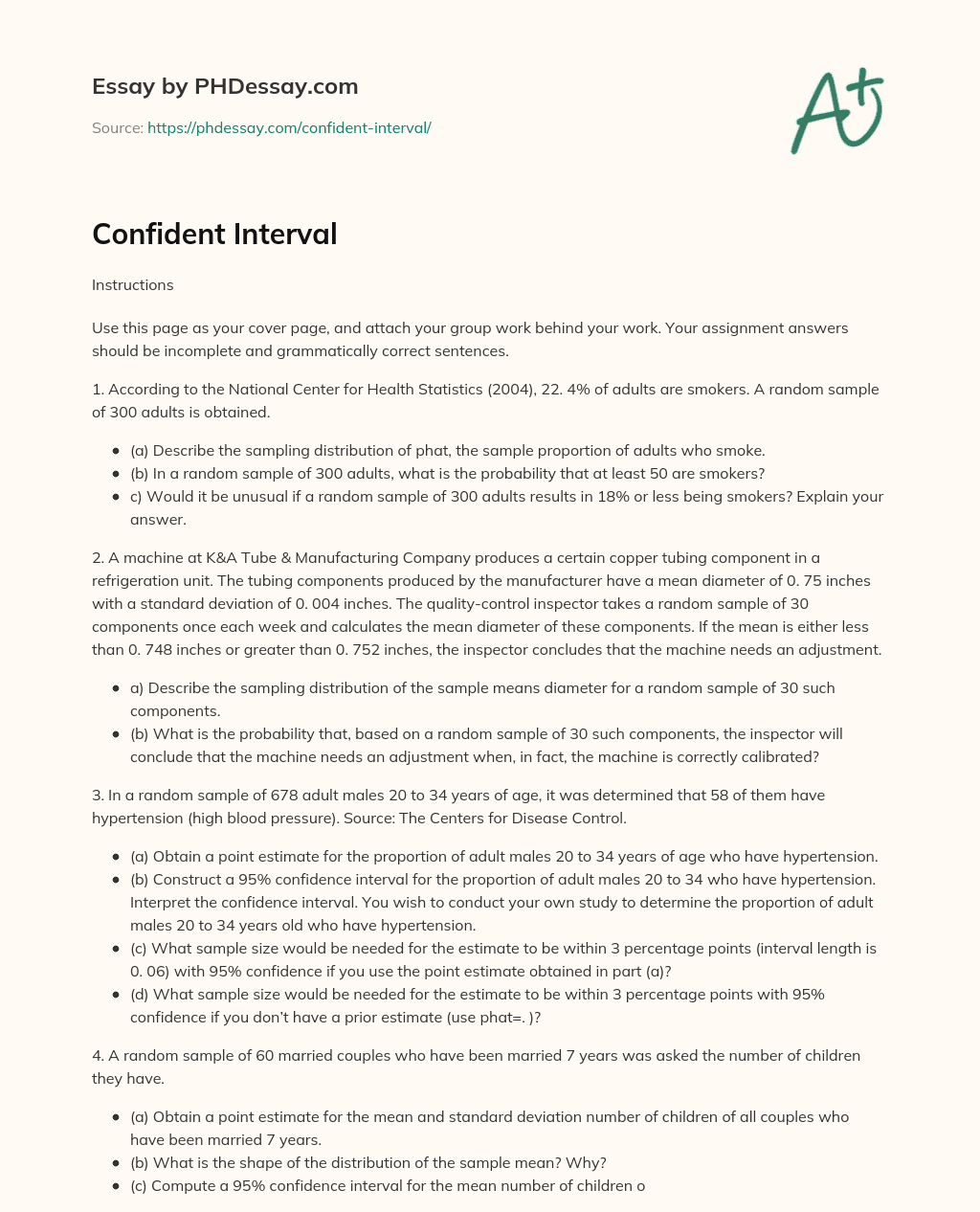 Confident Interval essay