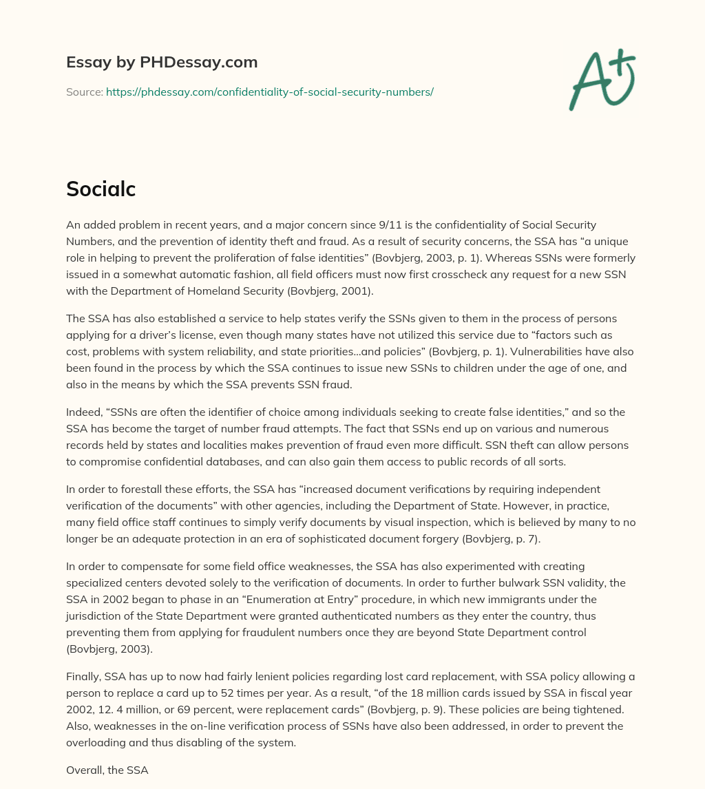 Social Security Numbers and Identity Theft: Challenges and Solutions essay