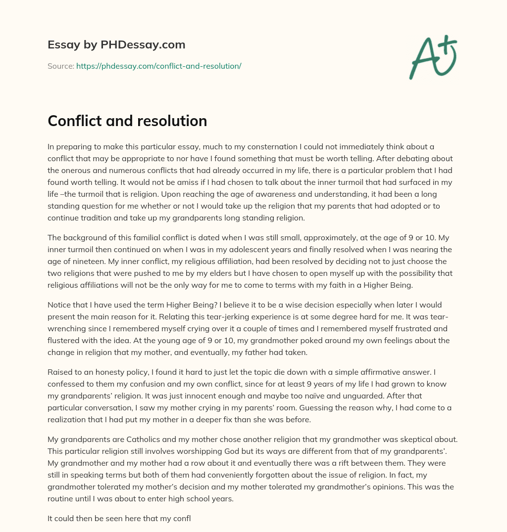 Conflict and resolution essay