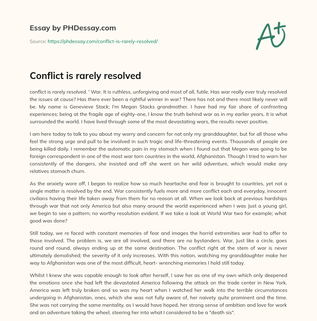 Conflict is rarely resolved essay