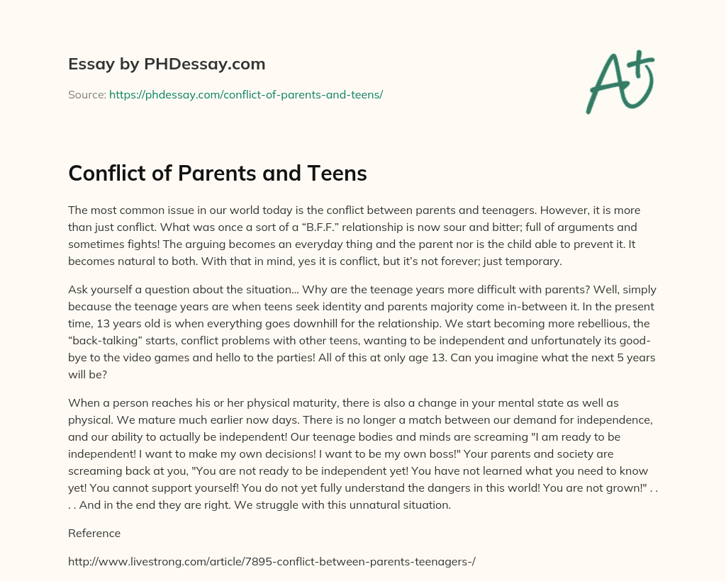 conflict with parents essay