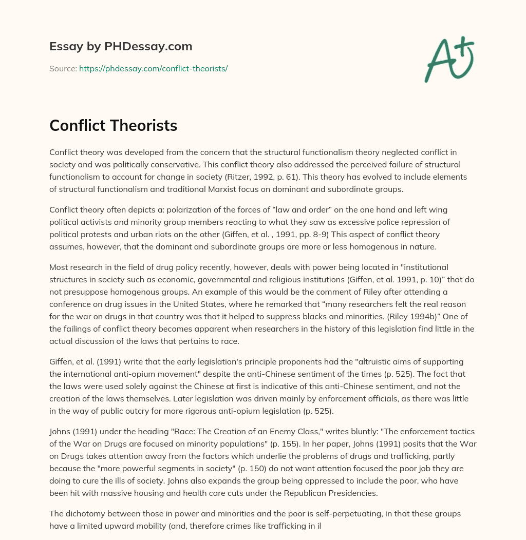 Conflict Theorists essay