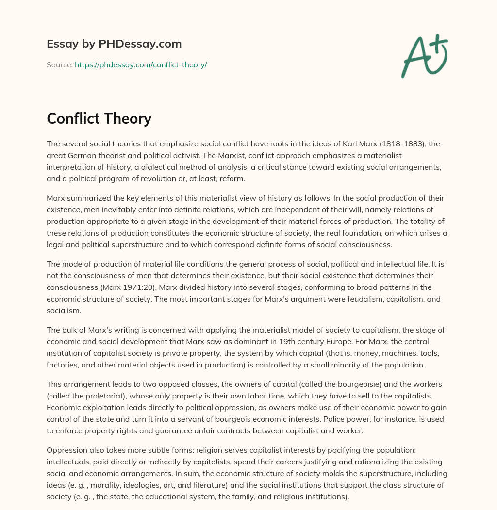 conflict theory essay example
