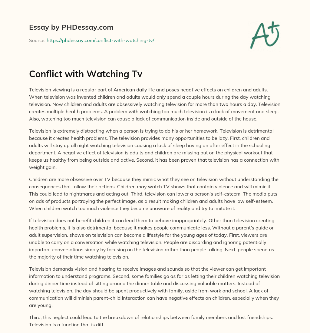 Conflict with Watching Tv essay