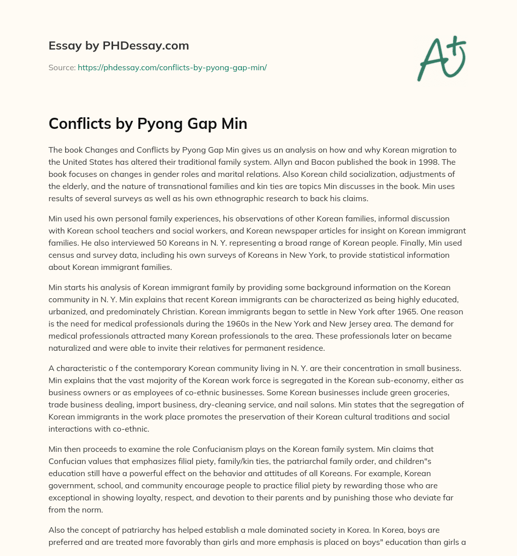 Conflicts by Pyong Gap Min essay