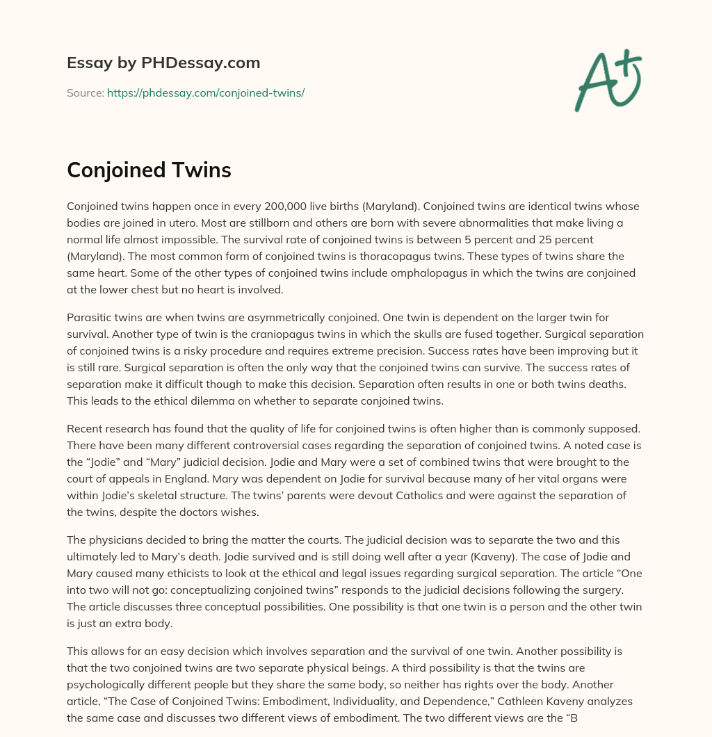 Conjoined Twins essay