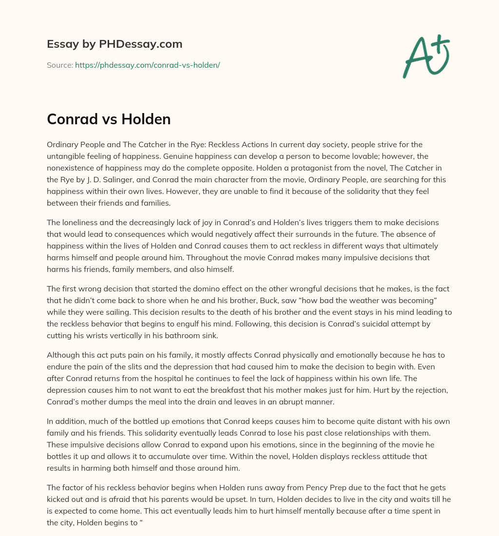 Conrad vs Holden essay