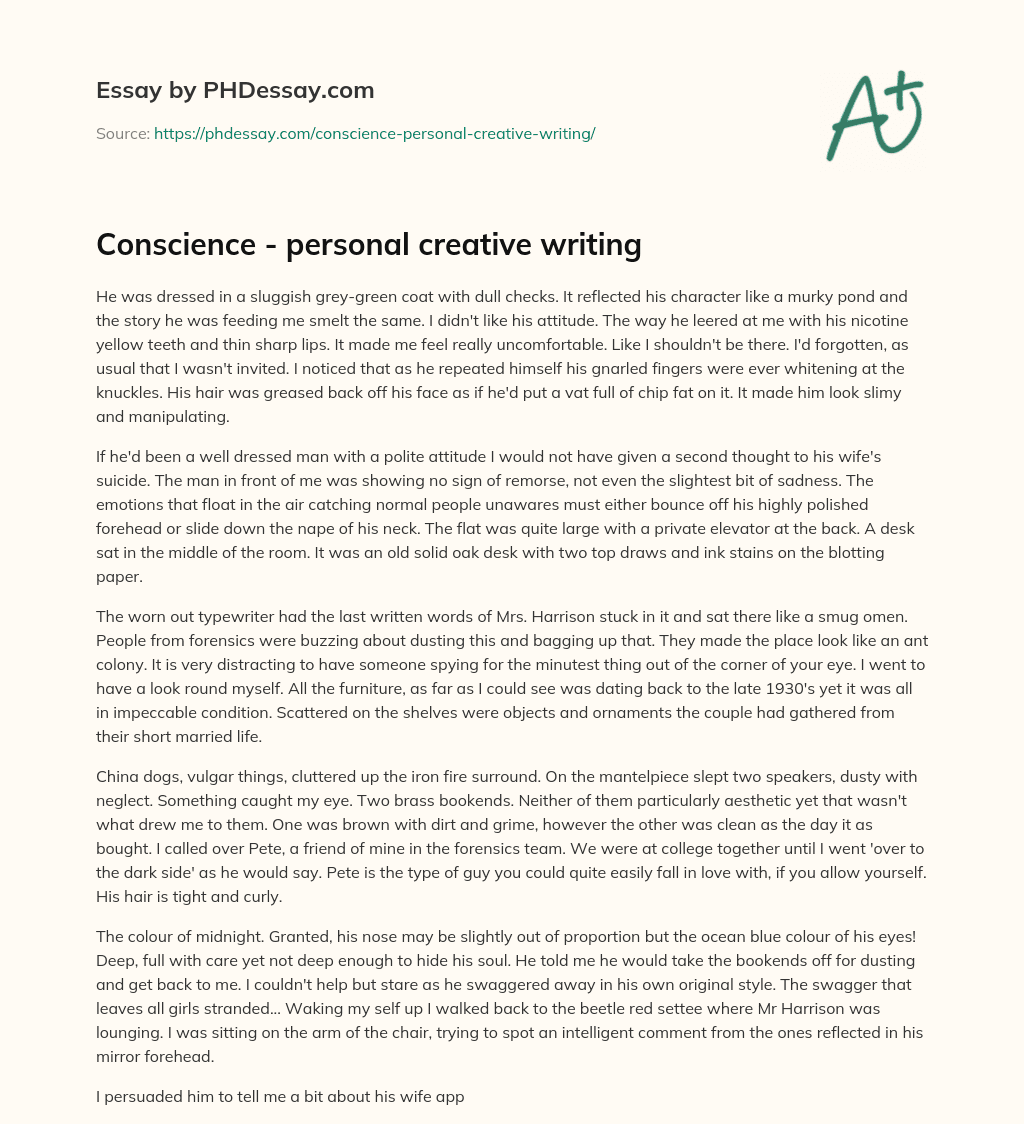 Conscience – personal creative writing essay