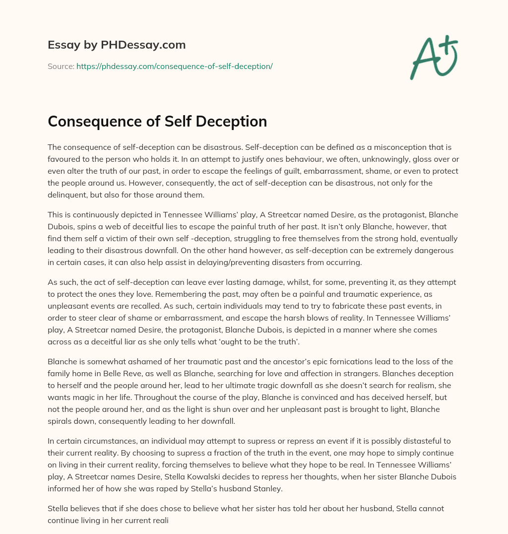 Consequence of Self Deception essay