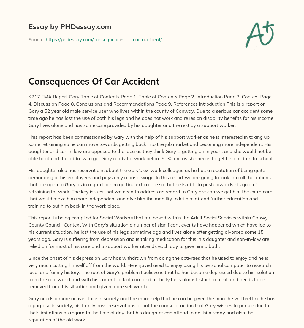 Consequences Of Car Accident essay
