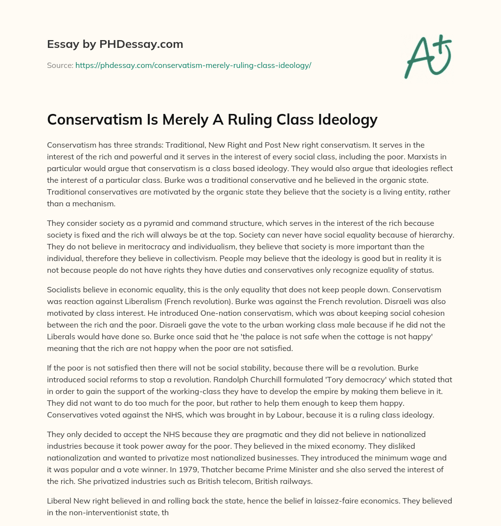 Conservatism Is Merely A Ruling Class Ideology essay