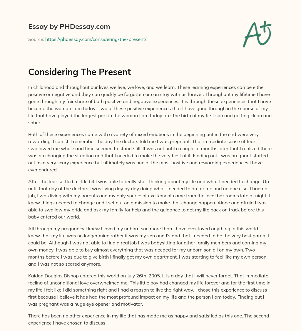 Considering The Present essay