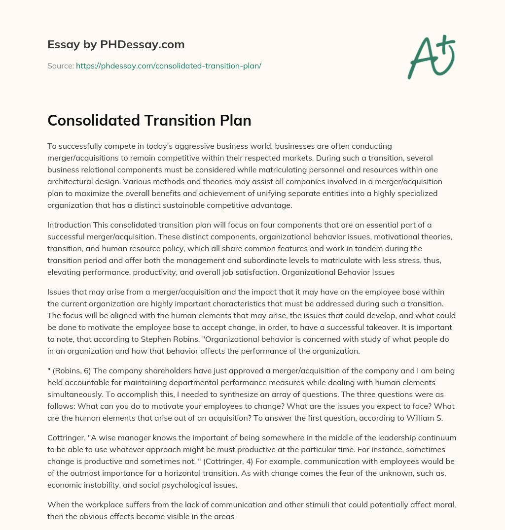 transition plan case study