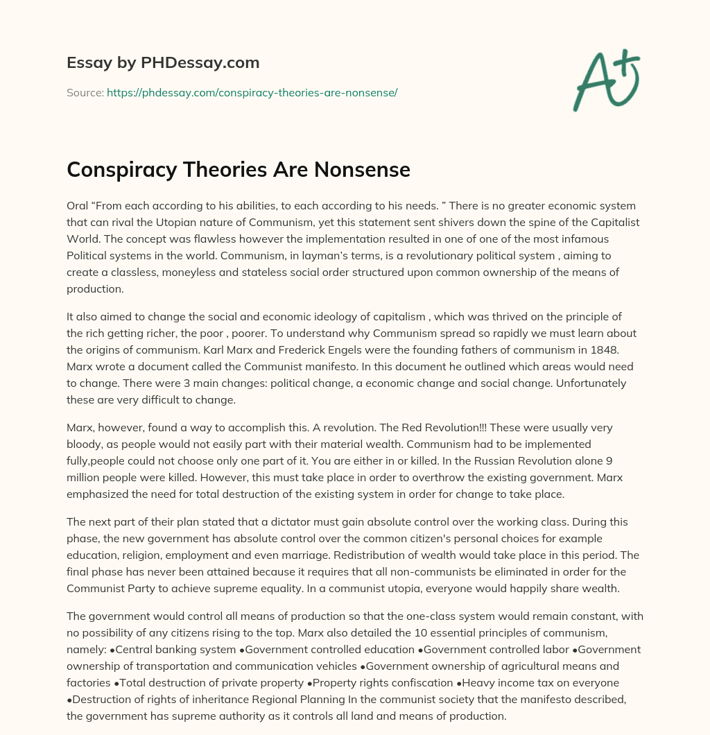 Conspiracy Theories Are Nonsense essay