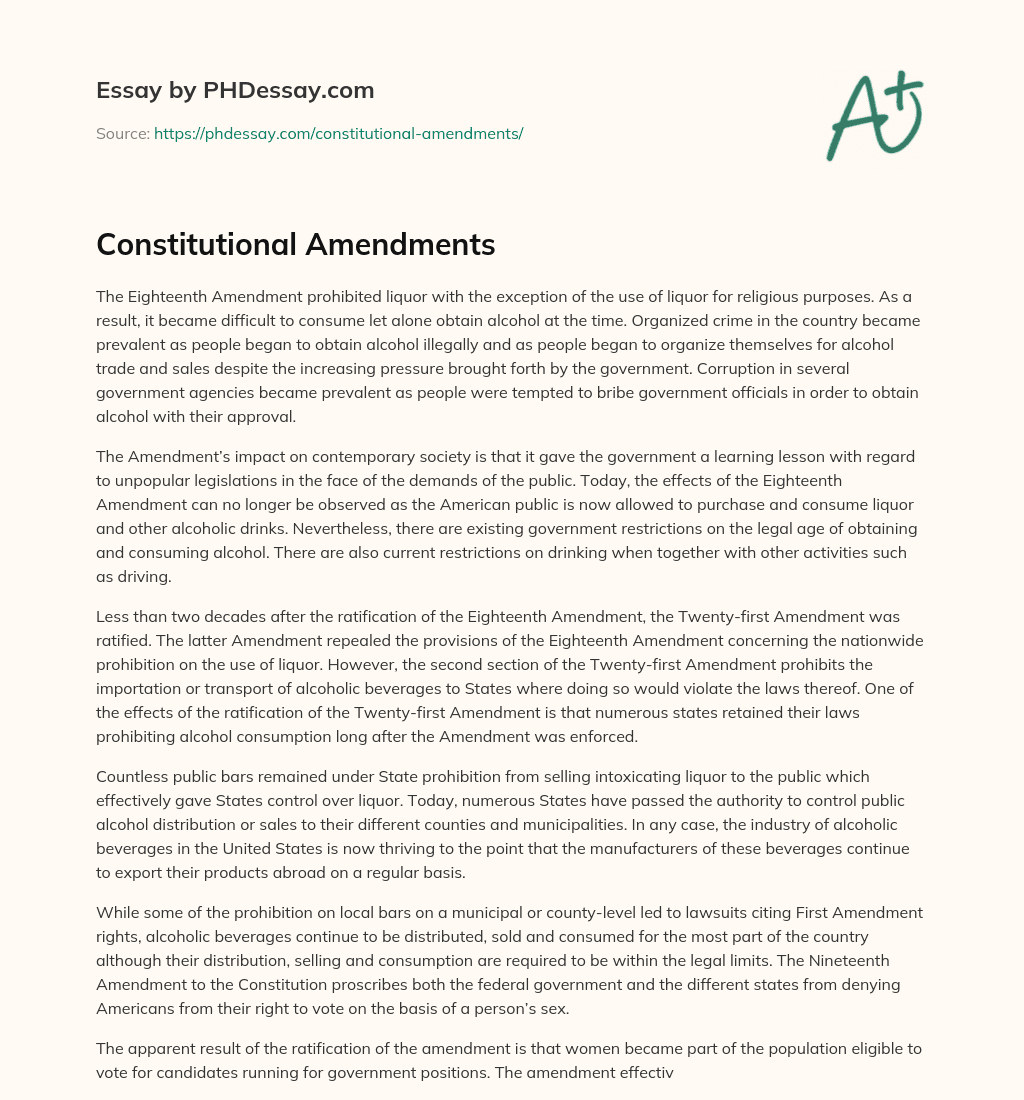 Constitutional Amendments essay