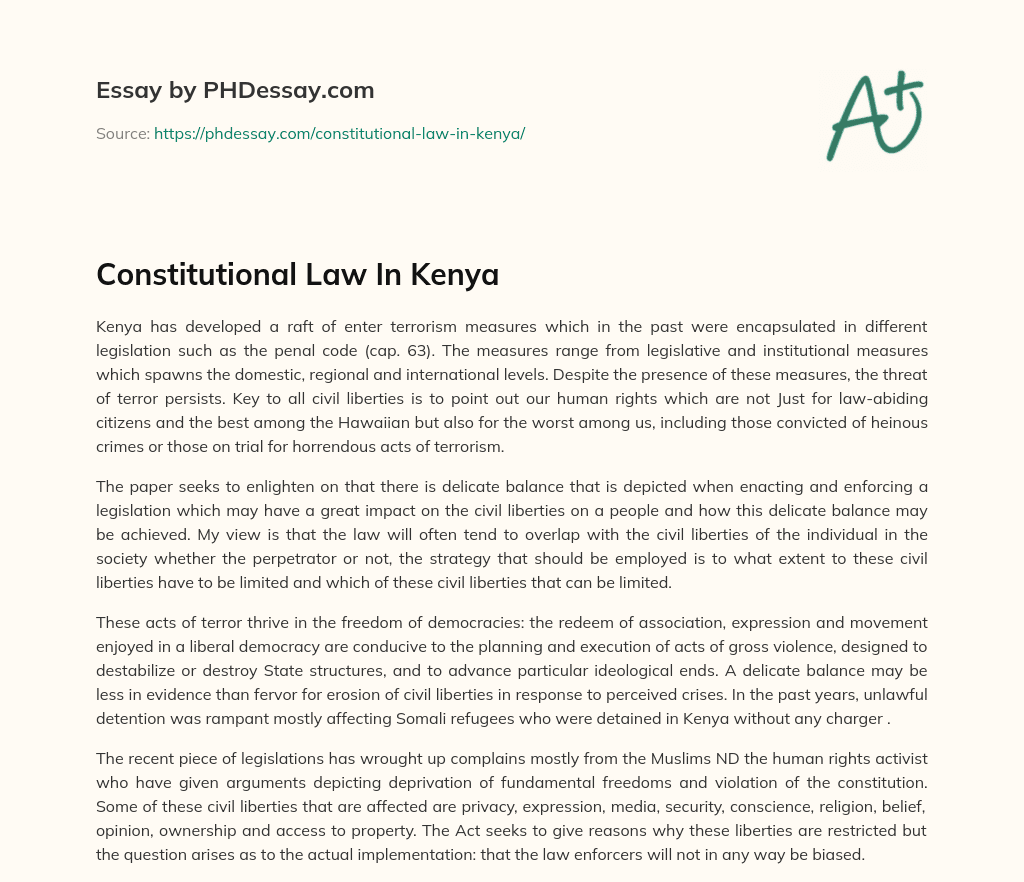 Constitutional Law In Kenya essay