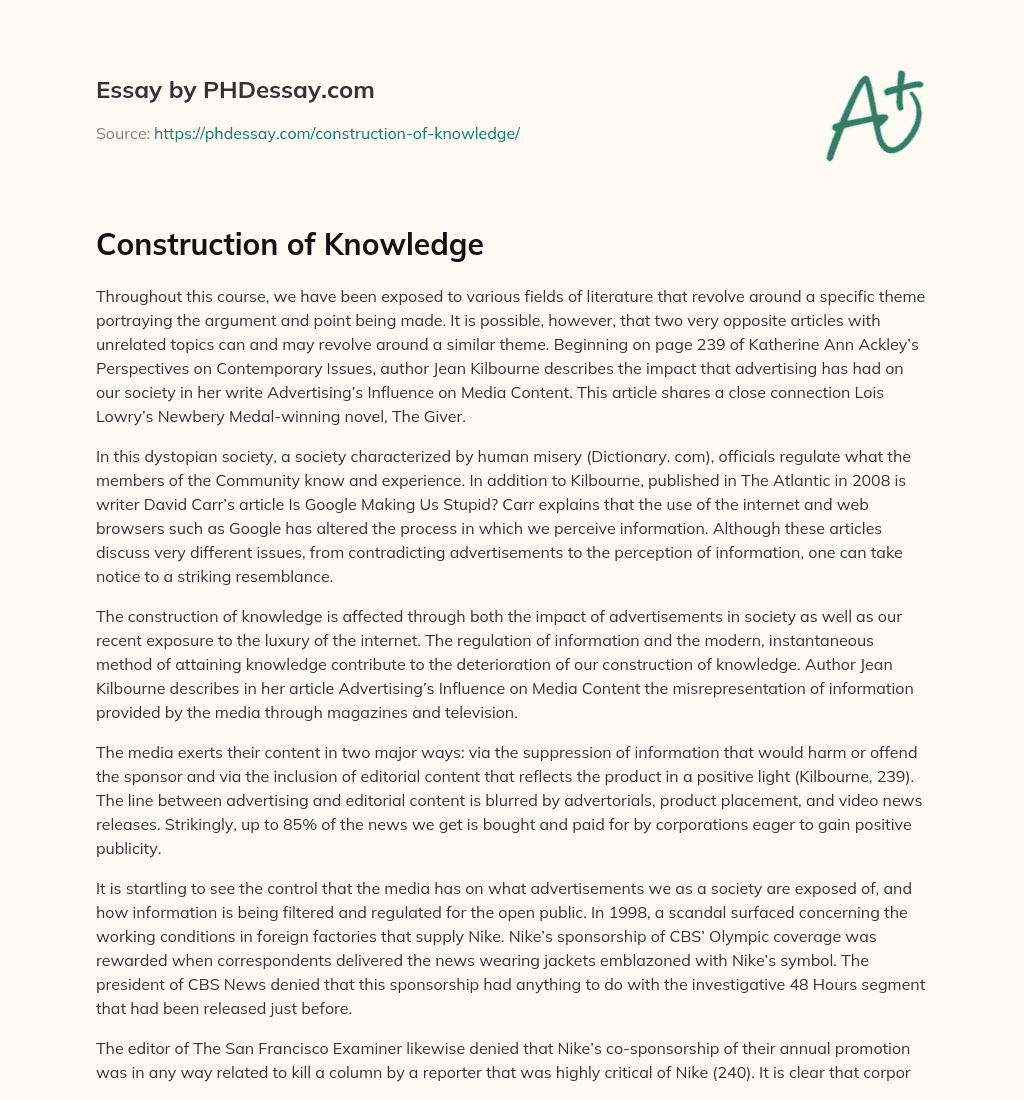 Construction of Knowledge essay