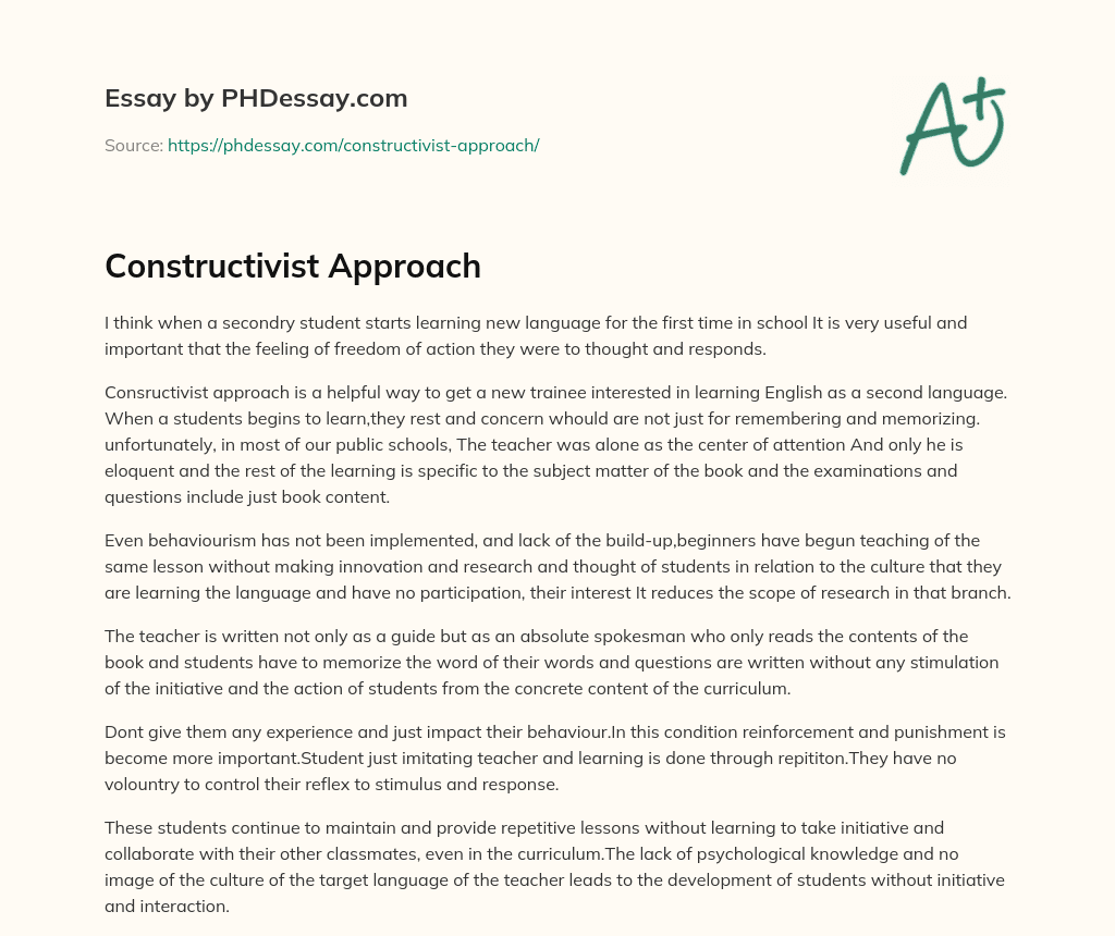 Constructivist Approach essay