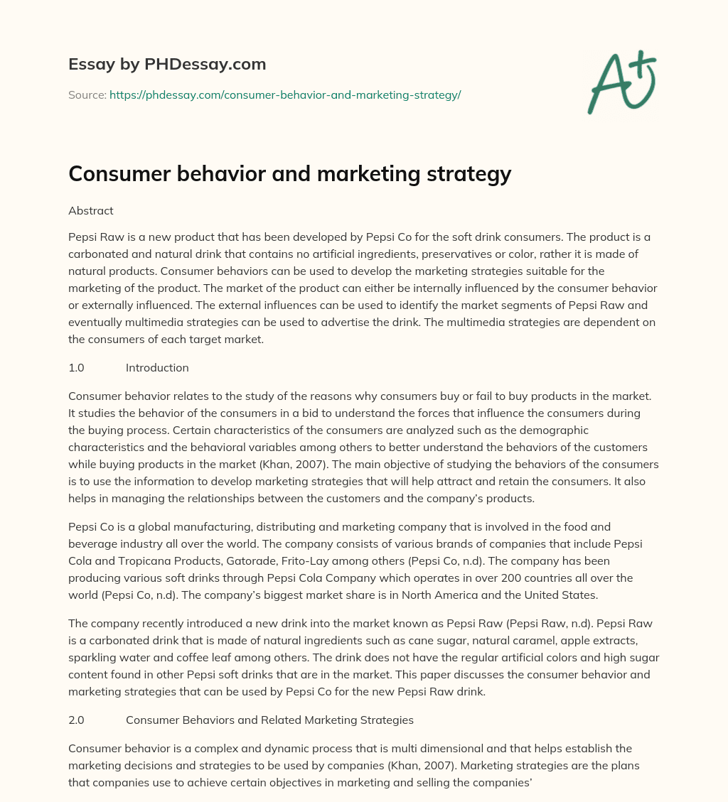 consumer behavior research essay