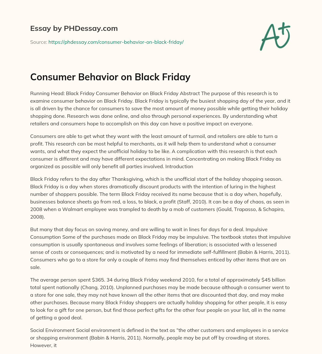 Consumer Behavior on Black Friday essay