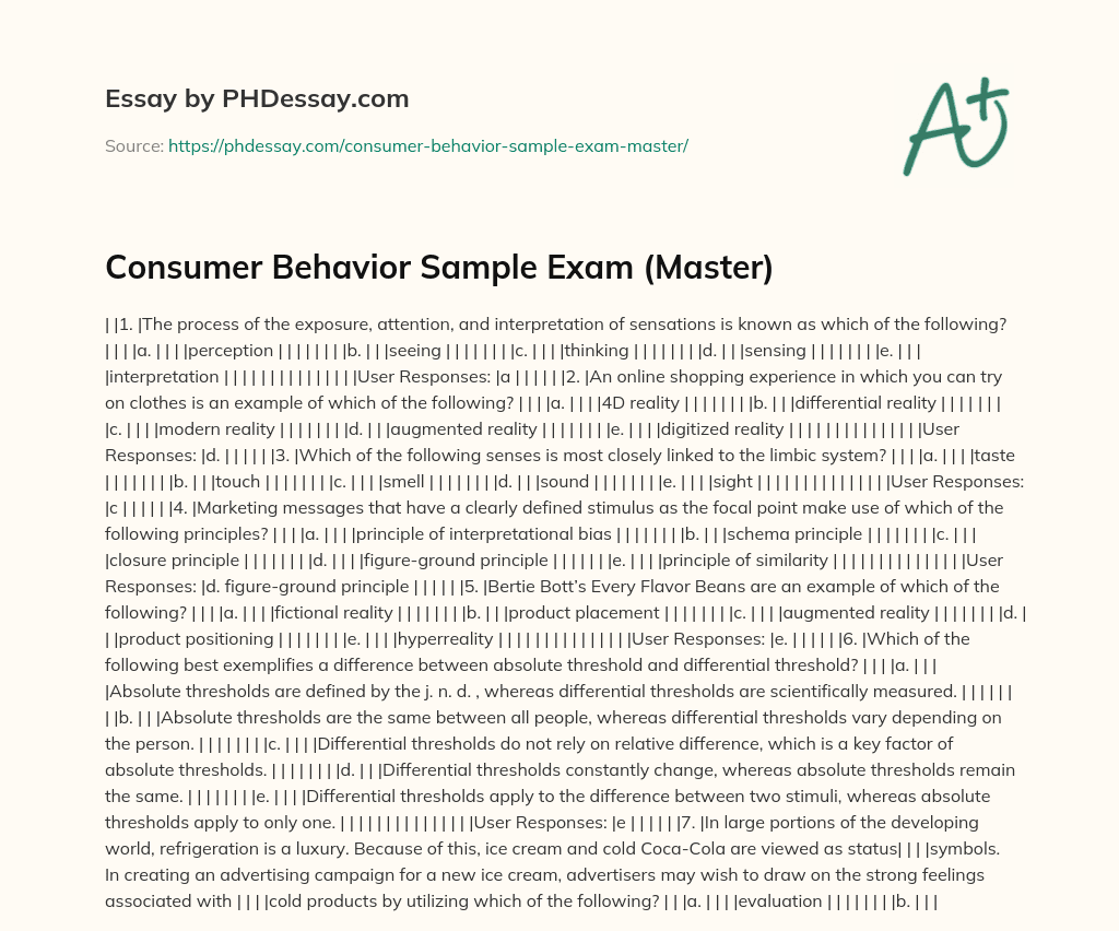 master thesis consumer behavior