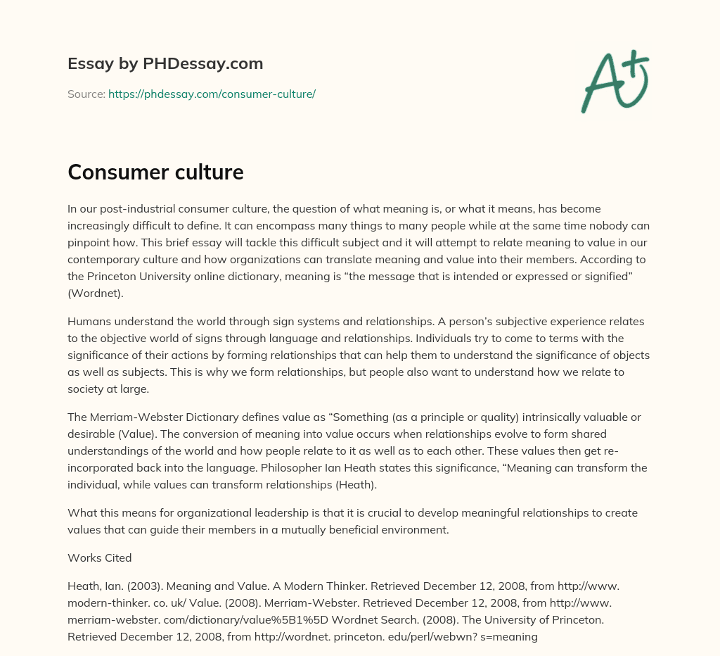 Consumer culture essay