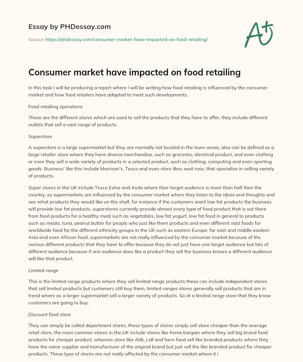 Consumer market have impacted on food retailing essay