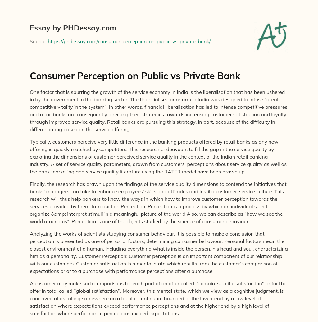 Consumer Perception on Public vs Private Bank essay