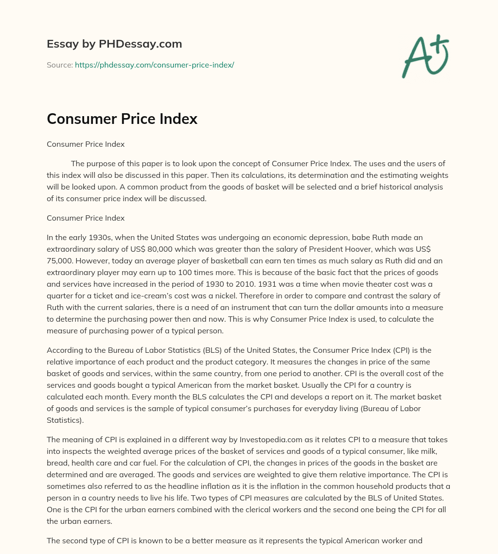 Consumer Price Index essay