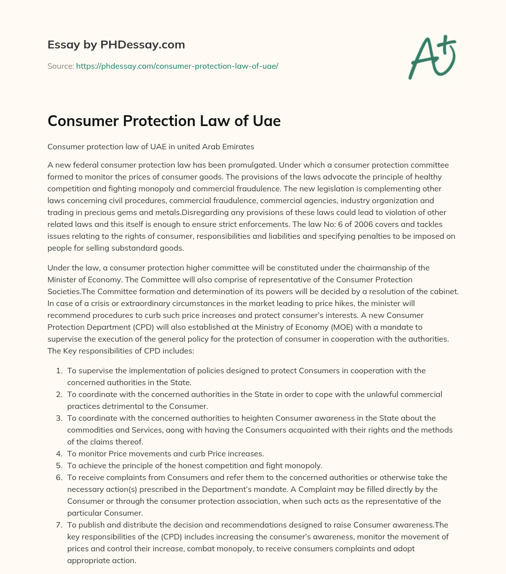 protection consumer essay