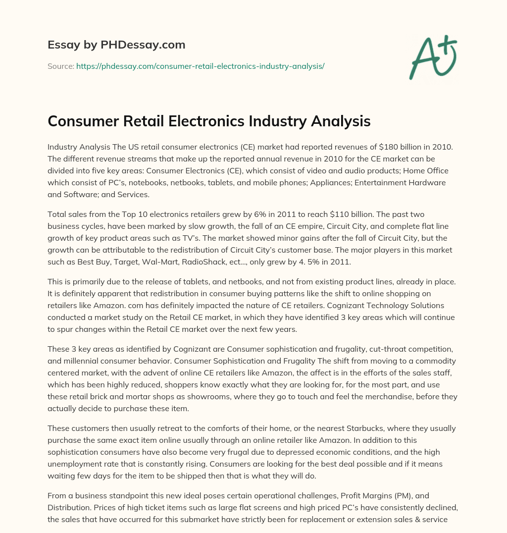 Consumer Retail Electronics Industry Analysis