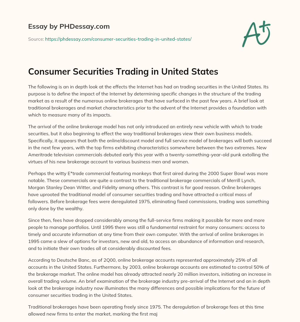 Consumer Securities Trading in United States essay