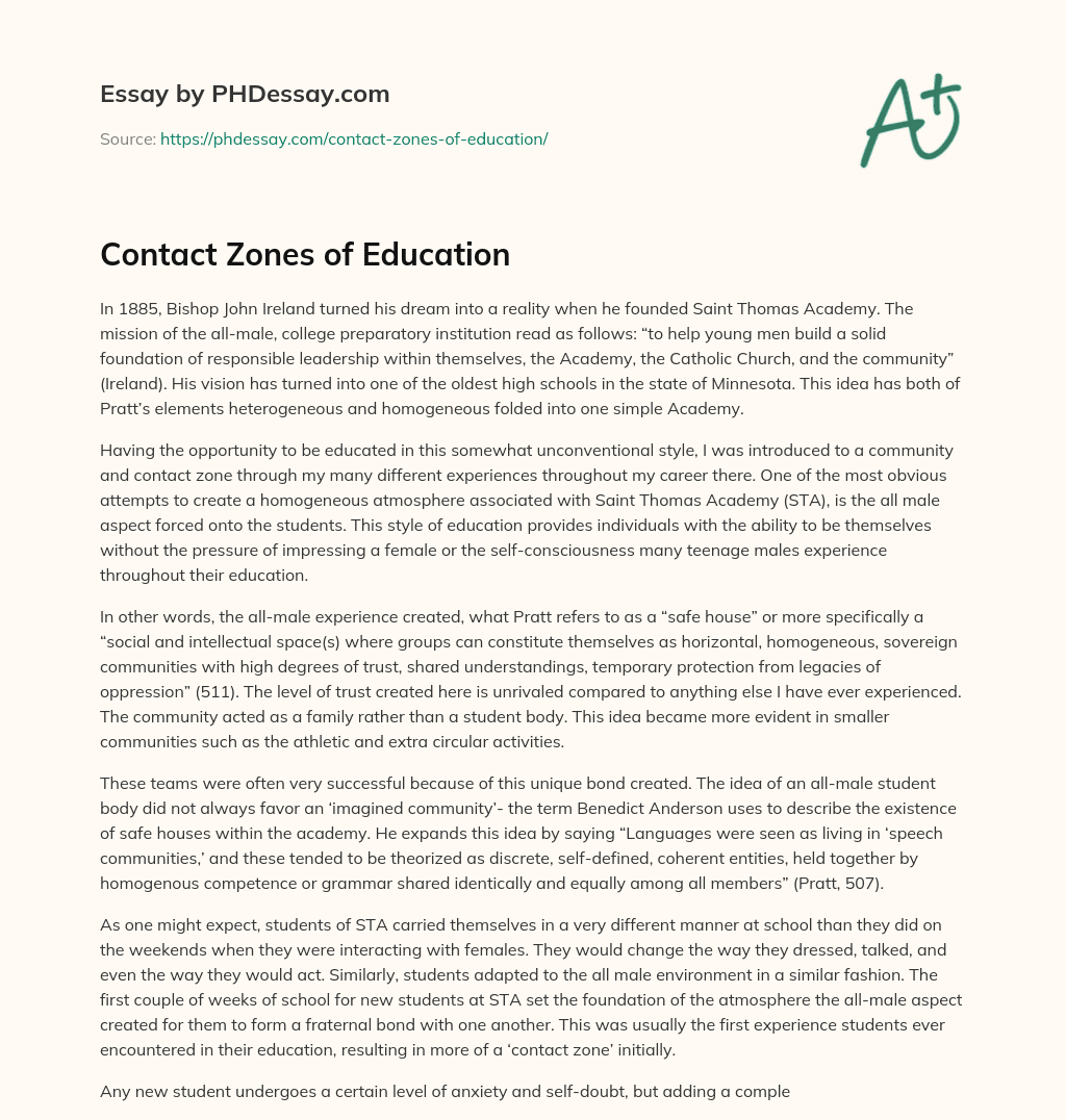 Contact Zones of Education essay