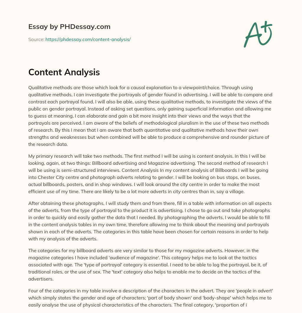 Content Analysis essay