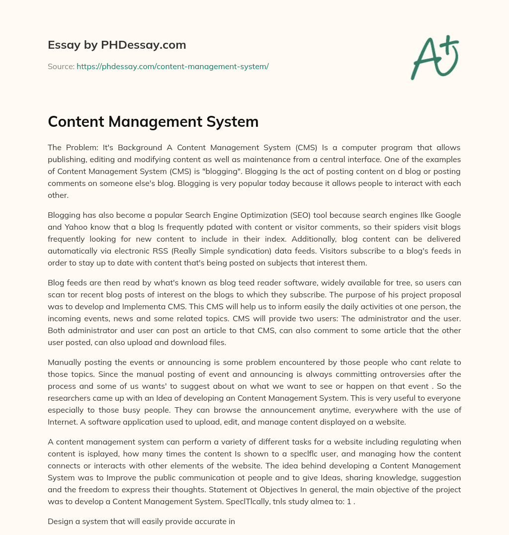 Content Management System essay