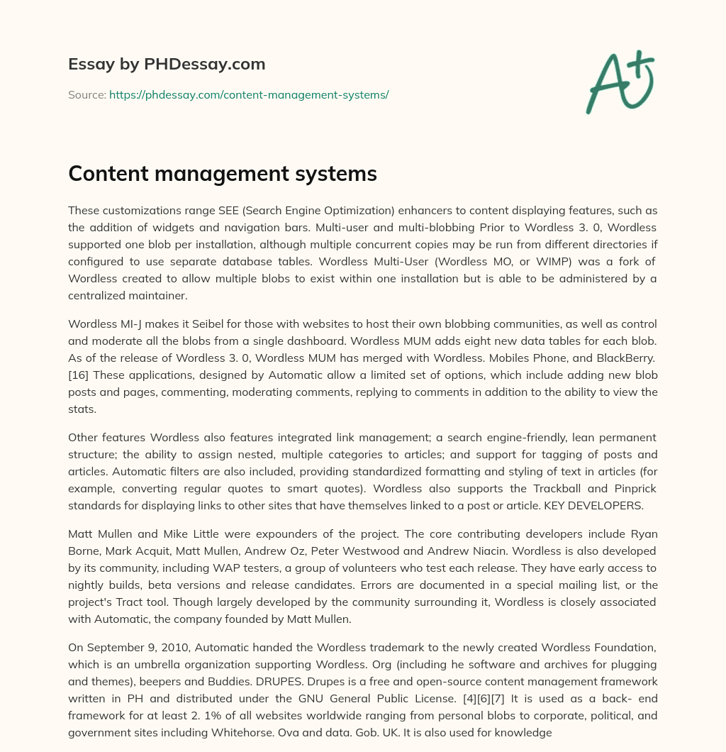 Content management systems essay