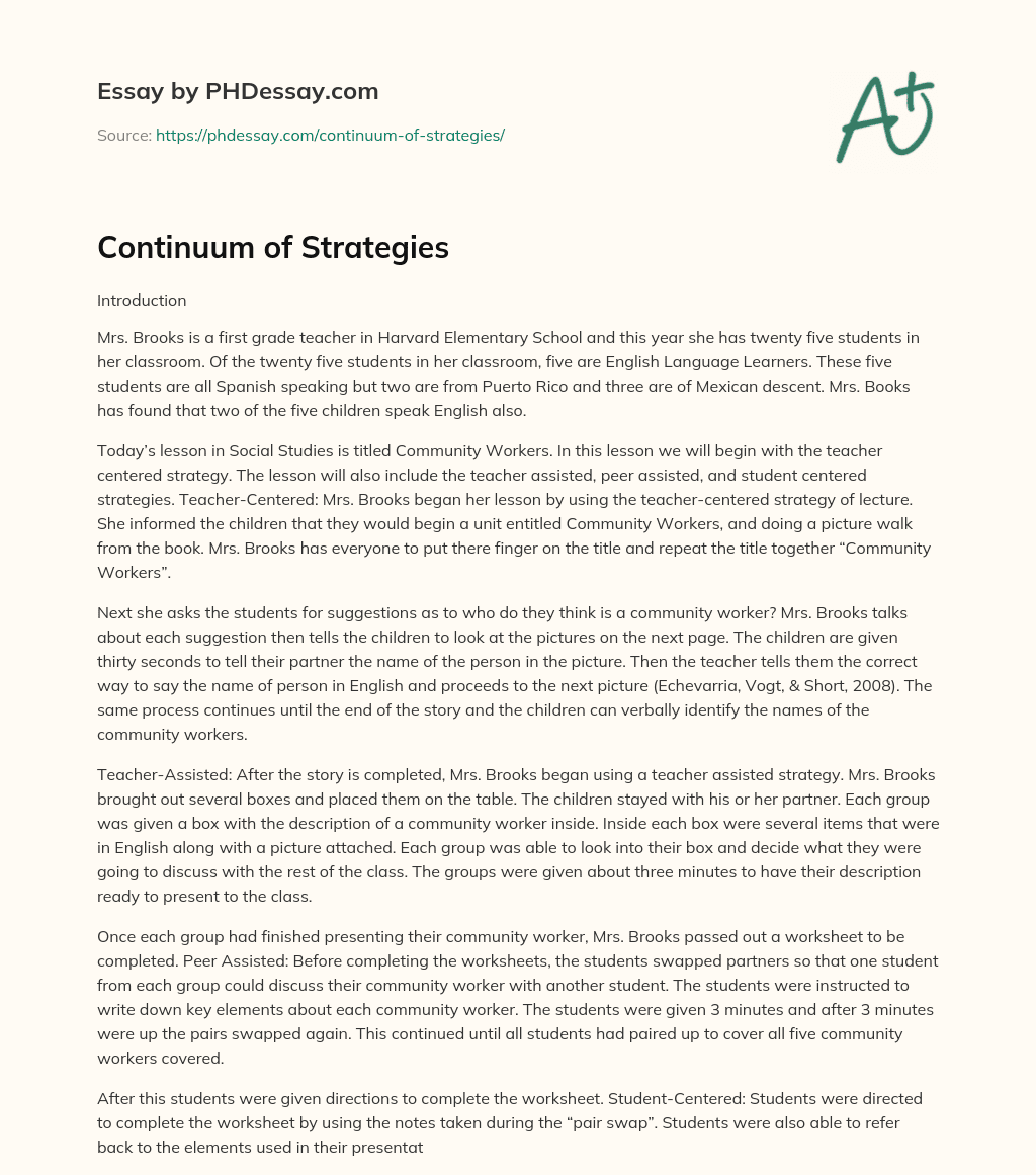 Continuum of Strategies essay