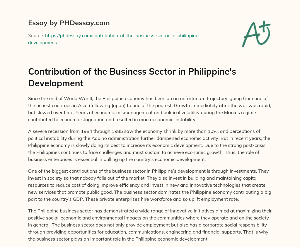philippine economic development essay