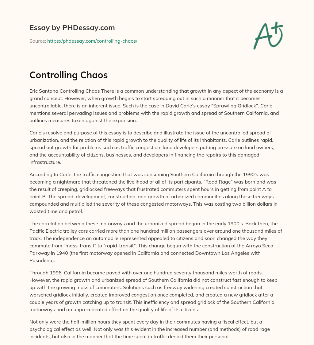 Controlling Chaos essay