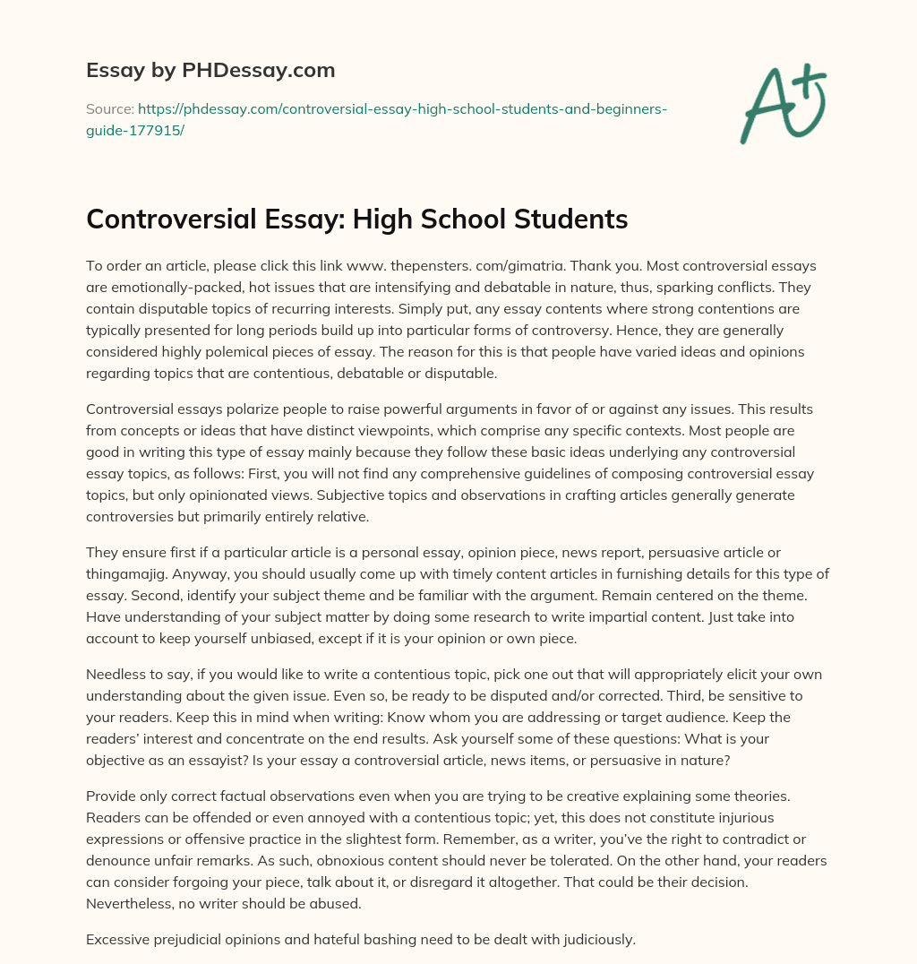 controversial articles for high school students