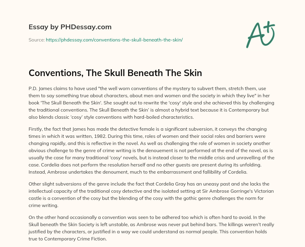Conventions, The Skull Beneath The Skin essay