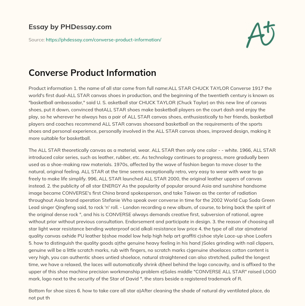 Converse Product Information essay