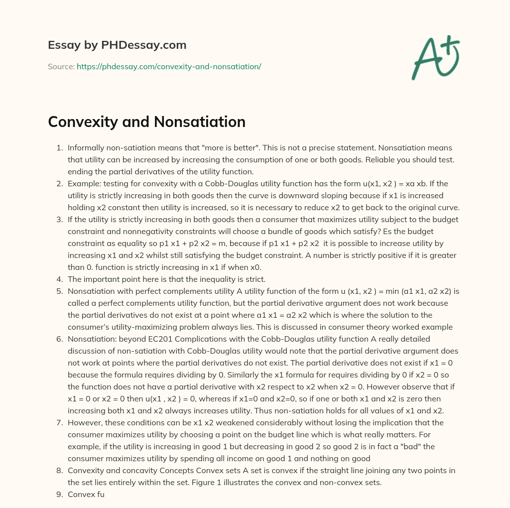Convexity and Nonsatiation essay