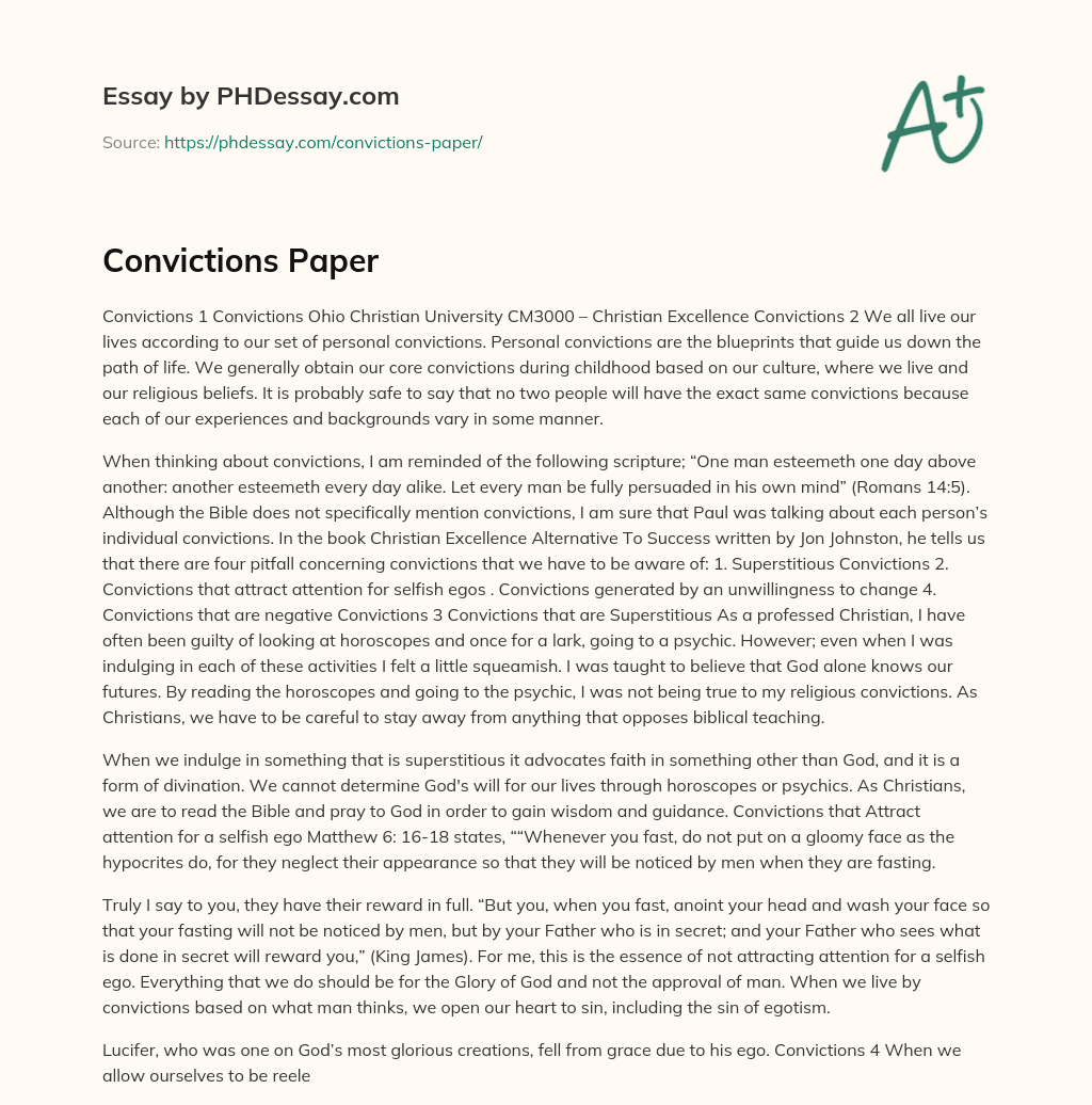 The Importance of Personal Convictions in Life essay