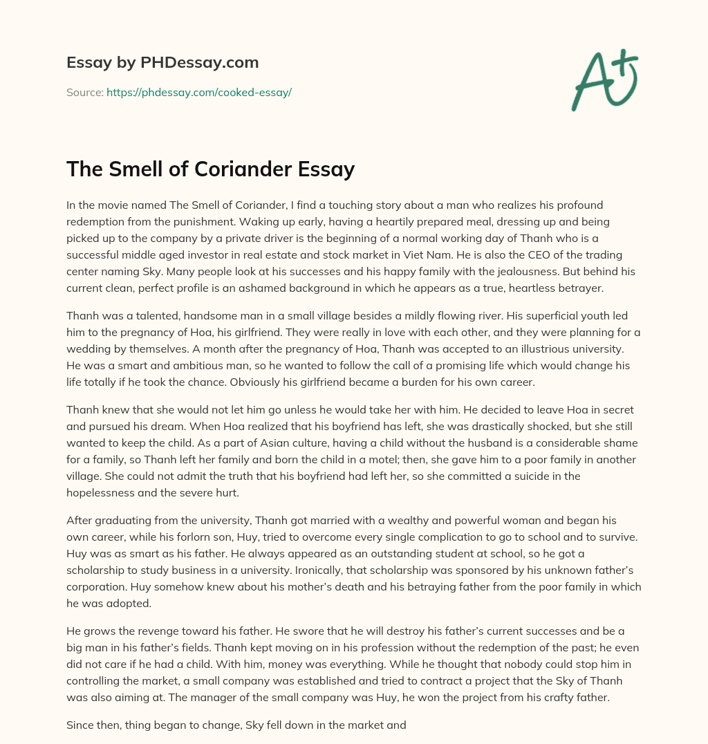 The Smell of Coriander Essay essay